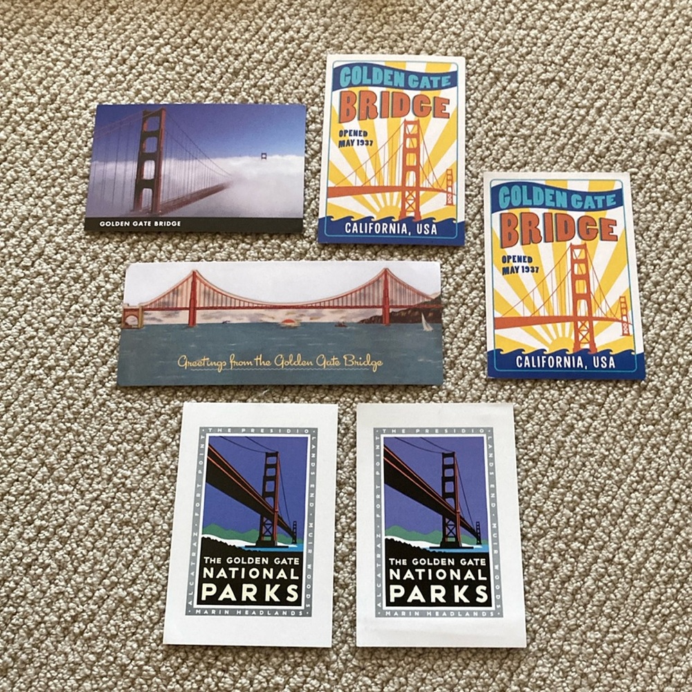 The Golden Gate National Parks California Post Card Bundle Set 6 Souvenir Bridge